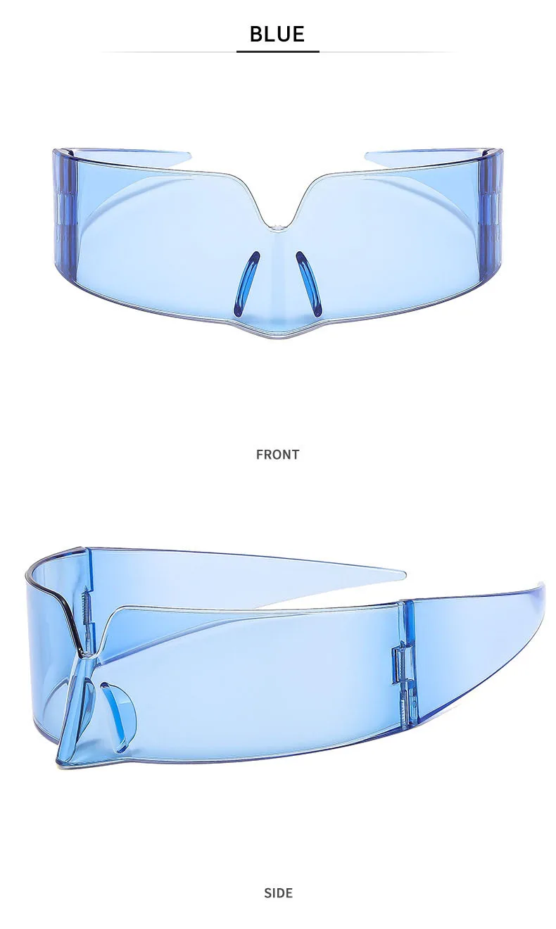 Y2K Luxus Designer Vintage Randlose Sonnenbrille für Damen und Herren Punk Party Vogelnase Maskierte Sportbrille UV400 – Detail 8