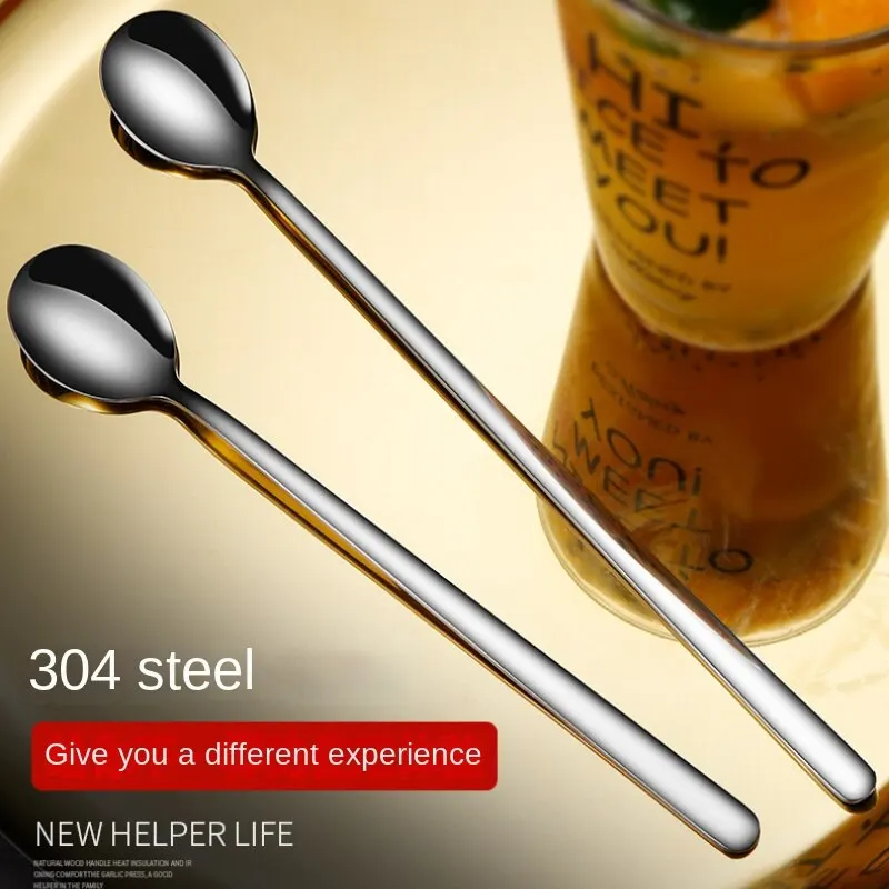 5pcs Stainless Steel Long Handle Square Head Spoon Coffee Stirring