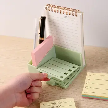 Set di Strumenti per la Conservazione di Note Adesive, Dispenser con Template per Disegno a Linee, Scatola Porta Note Adesive con Cinque Modelli