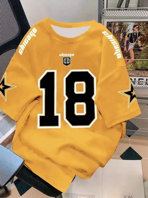 Street fashion men's summer 18 digit print comfortable breathable round neck T-shirt outdoor high street top 1