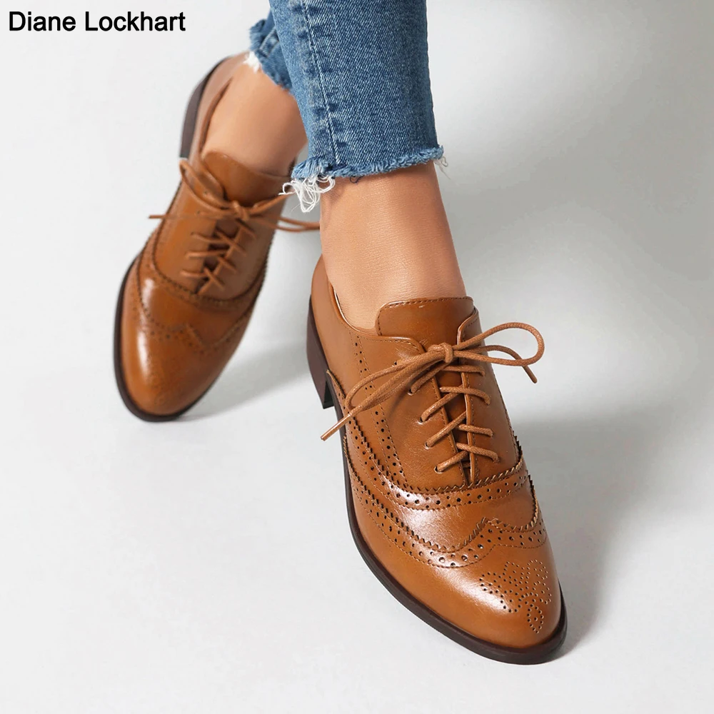 Autumn Spring Retro Oxford Shoes Women White lace up round toe Flats Brogues Office Female Derby Shoes Ladies British style