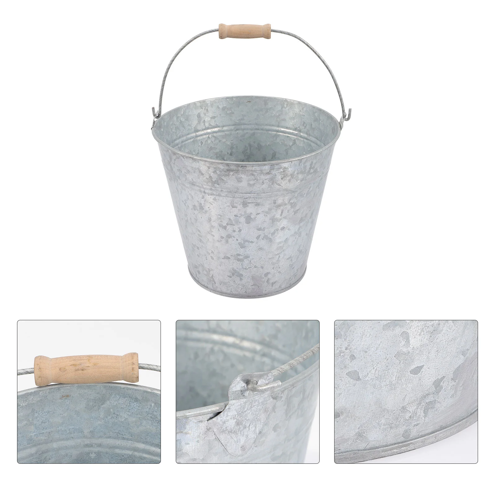 

Metal Buckets Handle Iron Pail Galvanized Bucket Compost Bin Food Waste Container Decorative Farmhouse Flower Bucket Ash