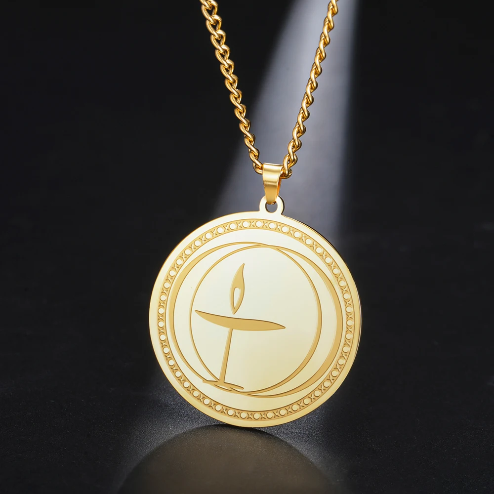 Dawapara Unitarian Universalist Kelch Halskette für Männer Frauen Flammensymbol Talisman Anhänger Edelstahl Schmuck – Detail 13