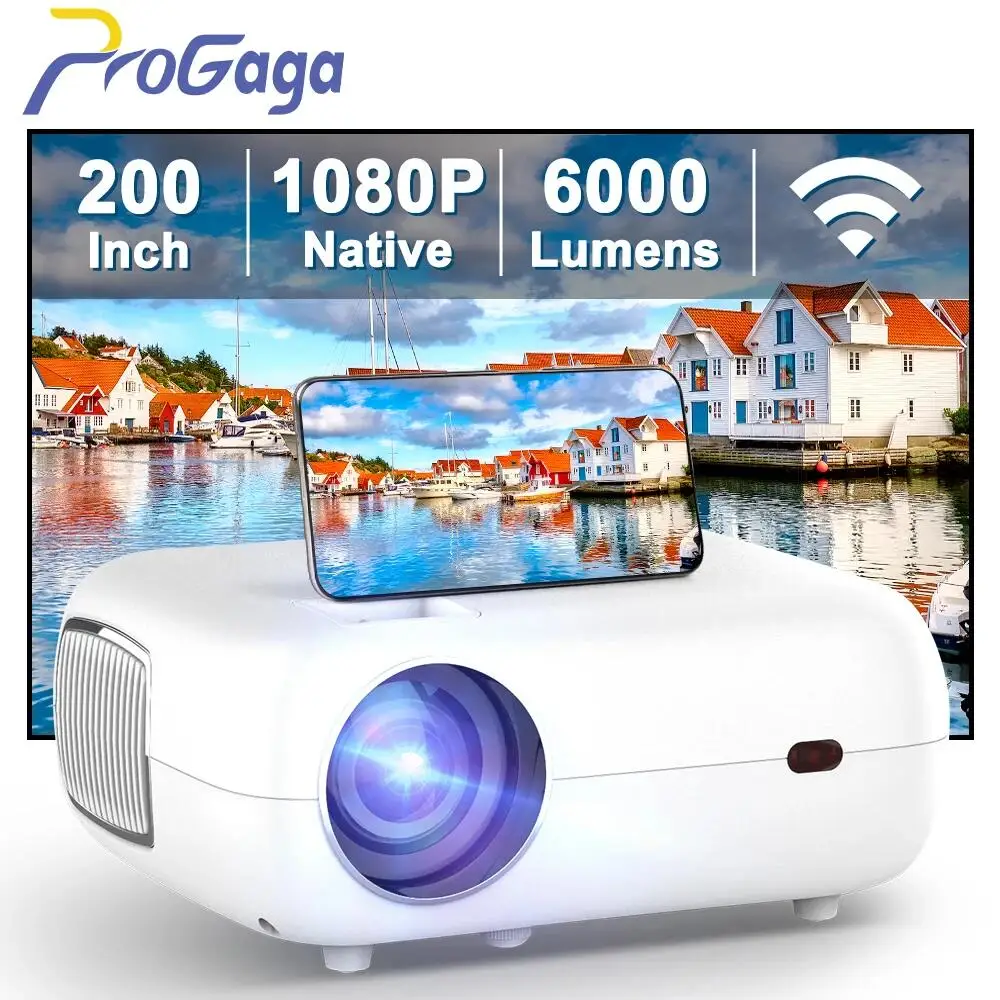 

Progaga PG500 Beamer Portable Projector Real 1080P Full HD 200 Inch 6000 Lumens Wifi Support 2K 4K Home Projector Beamer