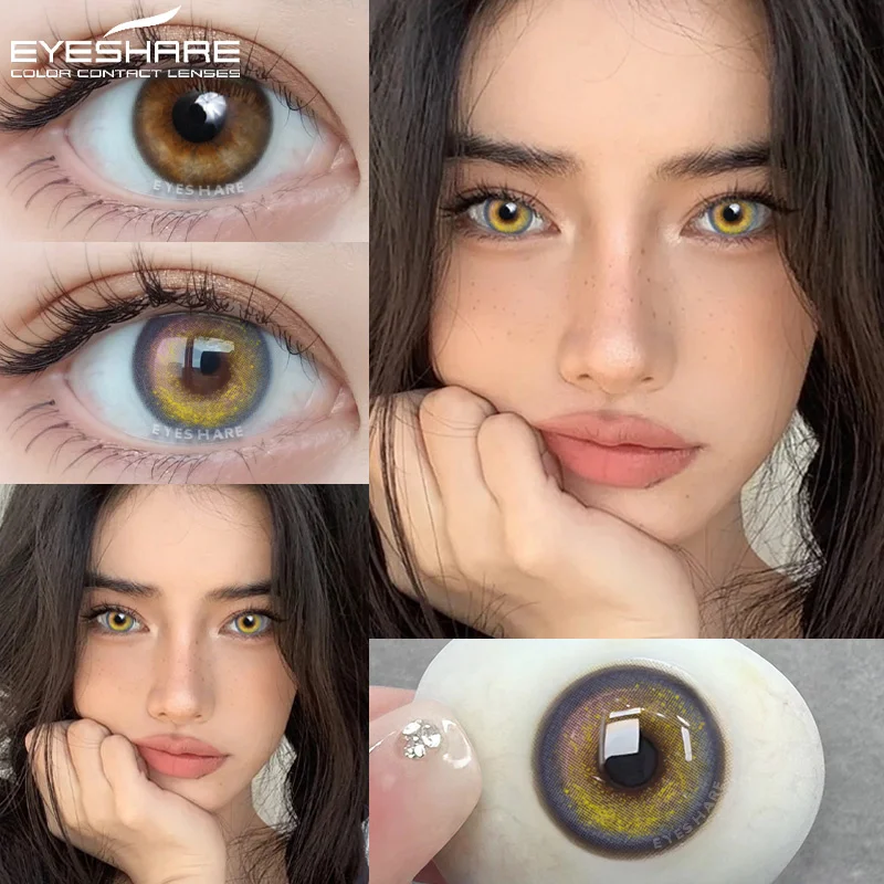 EYESHARE 1 Pair New Colored Contact Lenses for Eyes Brown Lenses Gray Contacts Blue Lenses Big Eye Lenses Natural Fashion Lenses