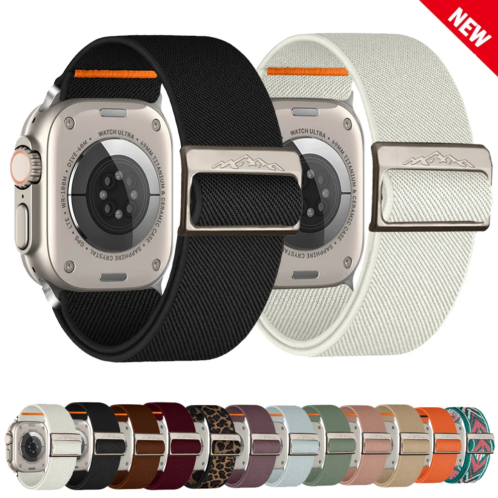 애플 워치 밴드용 나일론 스트랩, 9, 8, 7 SE 울트라 2 팔찌, 아이워치 시리즈 44mm, 45mm, 49mm, 40mm, 41mm, 한국 시계 밴드 액세서리