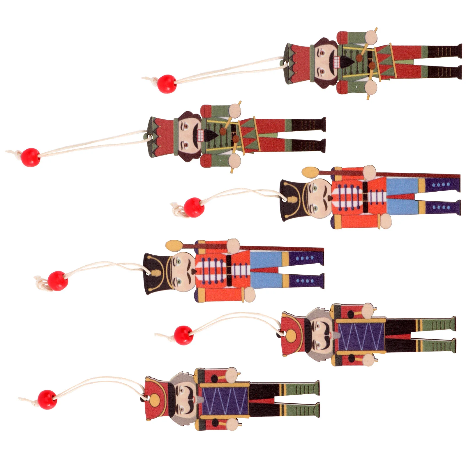 

9 Pcs Christmas Soldier Pendant Ornament Walnut Wood Painted Xmas Wooden Chips Colored