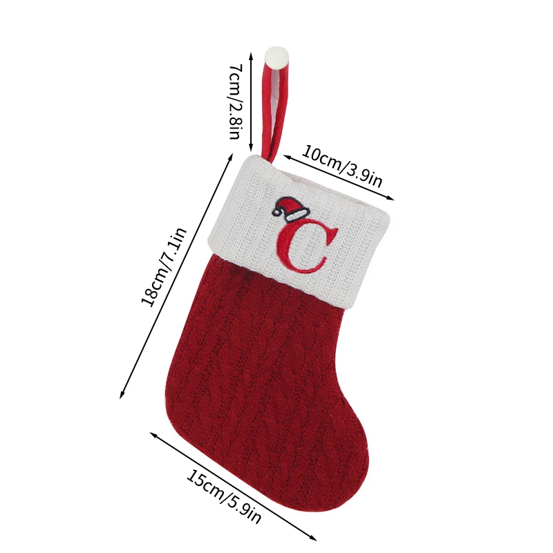 thumbnail image 1 of Christmas Decoration Letters Christmas Socks Knitting Snowflake Stocking for Xmas Tree Pendant Ornament Gift Navidad, 1 of 5