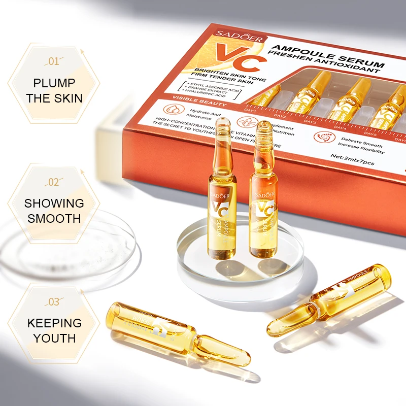 7pcs/Kit SADOER  Vitamin C Serum for Face Moisturizing Whitening Hydrating Facial Essence