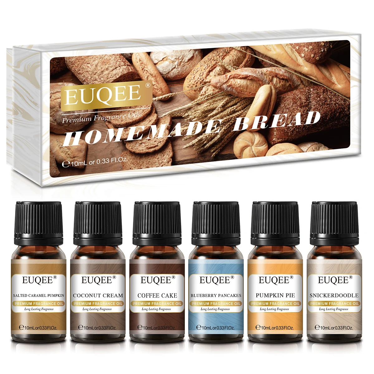 EUQEE-Juego de aceites aromáticos, 6 uds., caja de regalo de aceites aromáticos de 10ml para humidificador, difusor, vela, fabricación de jabón, ambientador