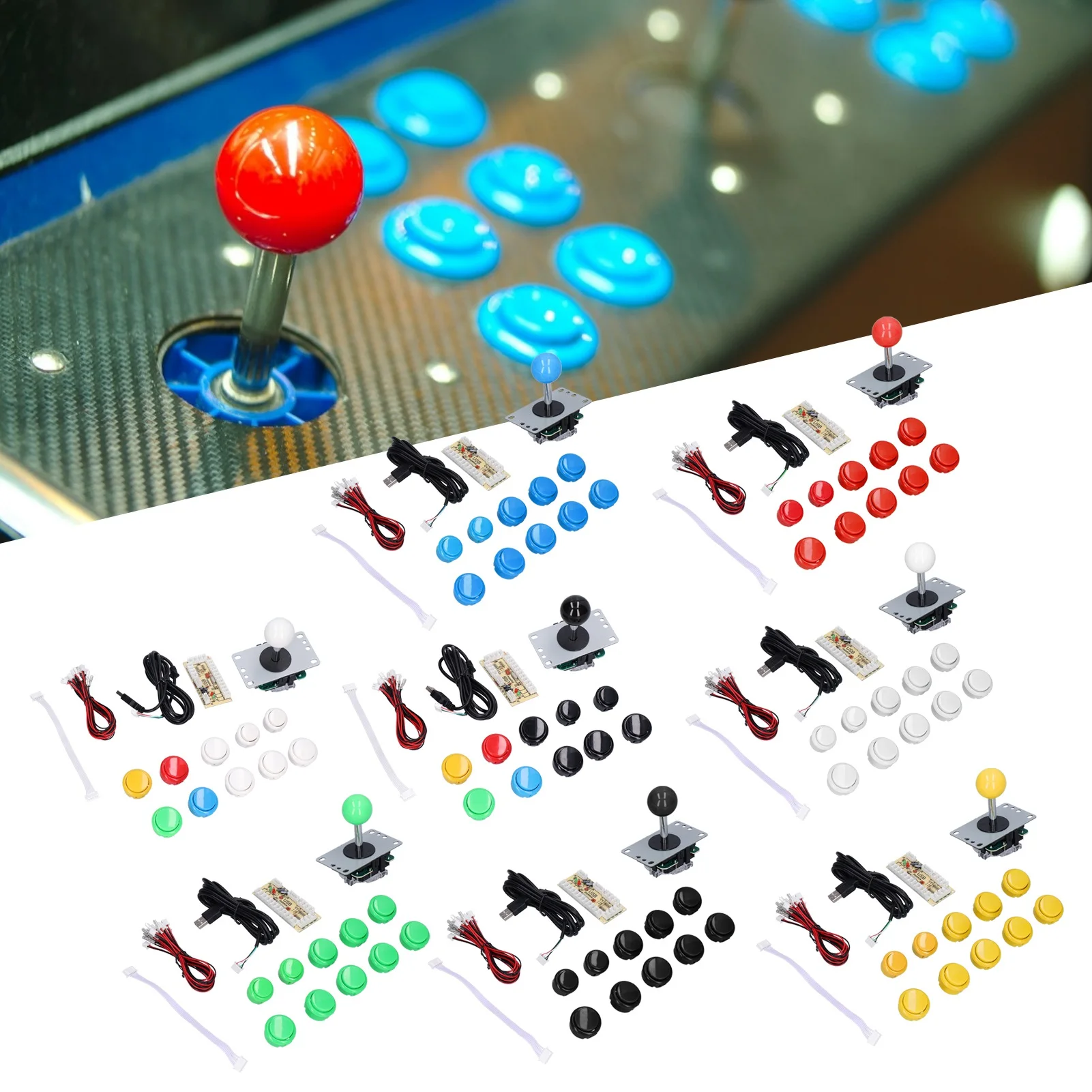 조이스틱 DIY 키트 제로 딜레이 8방향 조이스틱 PC 게임용 MAME용 파이트 스틱용 광범위한 응용 게임 키트 부품