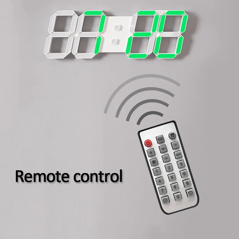 3D LED Digital Wall Clock with Remote Control Alarm Time/Date/Temp Display Wall&Table Modern Design wall clock digital wall clock