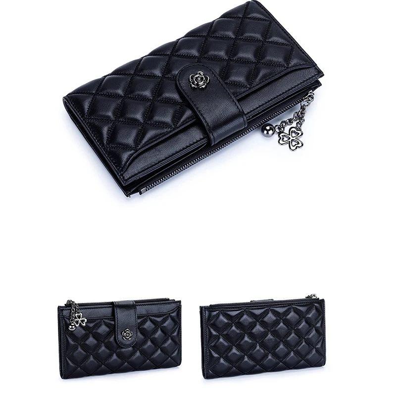 Luxury Women Wallets Female Large Long Purse Card Holder Leather Clutches Ladies Clutch Bag Brand Diamond Lattice Clutch Handbag