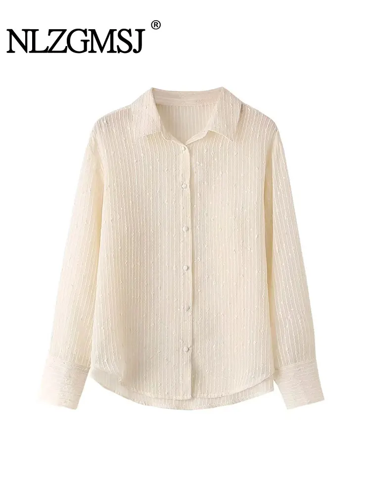 

TRAF 2024 Autumn Shirt Women Casual Loose Basic Women's Shirt Office Lady Elegant Tops Long Sleeve Top Simple New Ladies Shirts