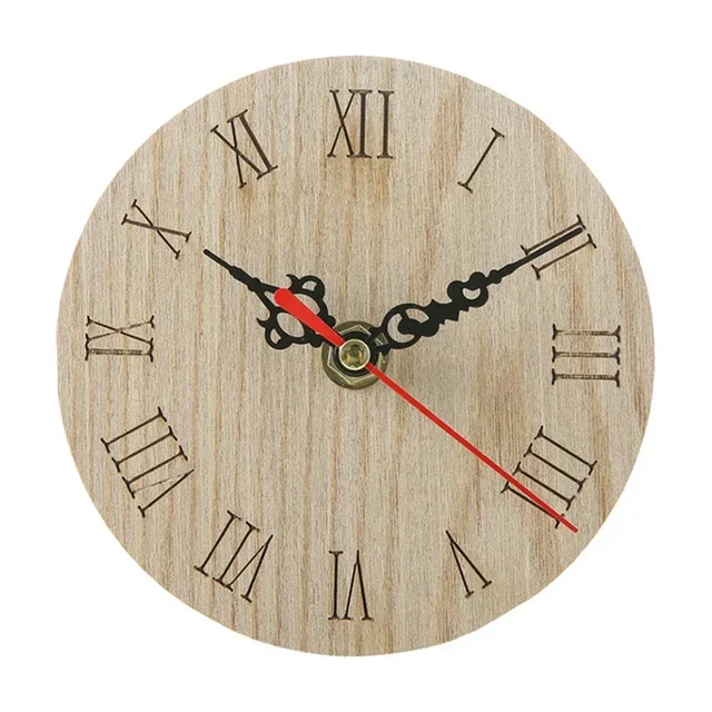 Round Wooden Wall Clock Roman numerals Roman  