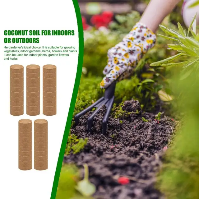 50Db Kókuszdiószálas Kókuszpellet Talaj Kompressziós Pellet Palánta Virág Ültetési Blokk Beltéri Kültéri Kertészet - Image 2