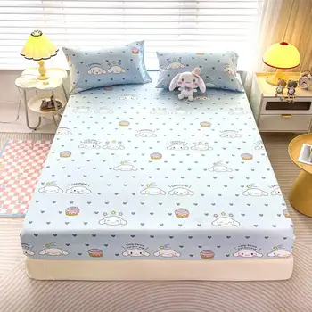 Set lenzuolo con angoli stampato con motivo Anime Dog Cinnamoroll, set copri letto stampato in 3D per camera da letto per bambini, set biancheria da letto con federa 1