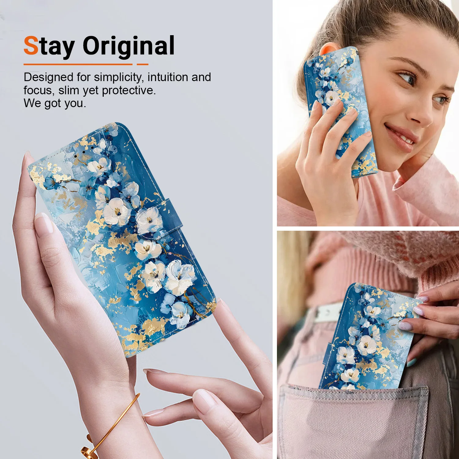 Genuine Leather Phone Case with Card Slot and Wallet Cover