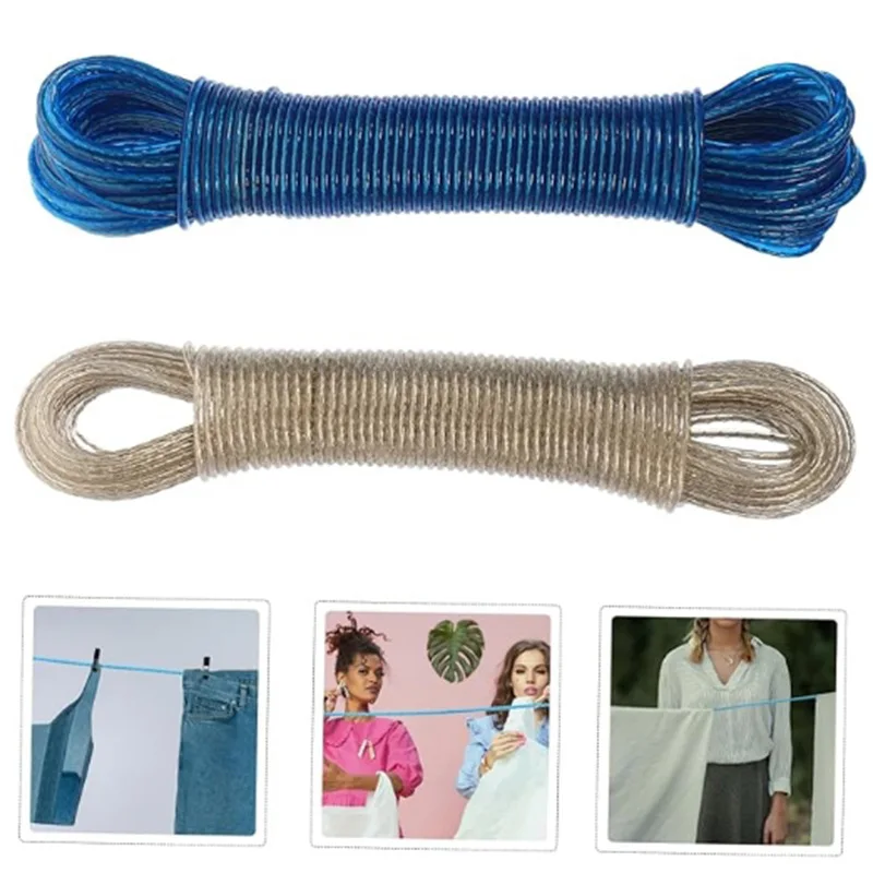 20M Clothes Drying Rope Drying Clothes PVC Washing Lines Hangers Steel ...