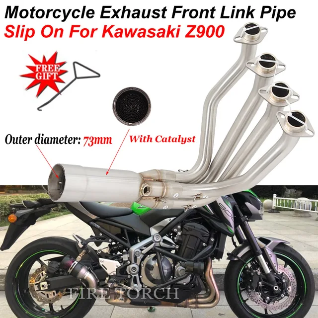 Slip-On Motorcycle Exhaust Escape Systems Modify Moto Muffler Front Link Pipe With Catalys For Kawasaki Z900 Z 900 2017-2021
