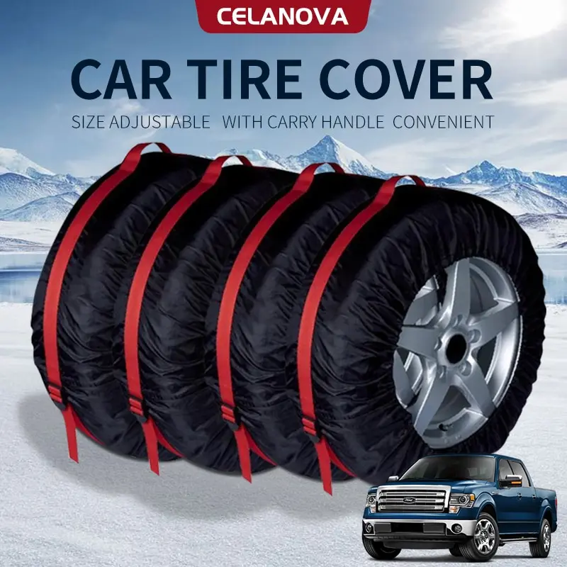 4pcs Car Spare Tire Cover Case Polyester Auto Wheel Tire Storage Bags