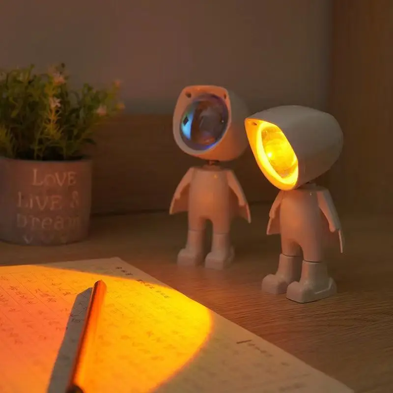 Mini Sunset Light Atmosphere Ins Projector Photo LED Rainbow Table Lighting Room Decor Portable USB RGB Night Lamp Astronaut xiaomi flame color essential oils humidifiers mini diffuser switching atmosphere to help sleep air humidifier aroma diffuser