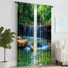 2 pcs, versatile polyester transparent curtains for home decoration Rainforest Waterfall Natural for use in bedrooms and living 2