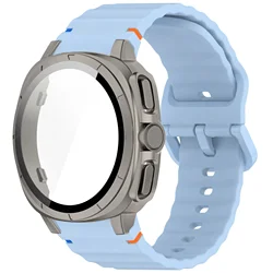Enhanced Silicone Sports Strap with Protective Case - Galaxy Watch 7 44mm (Sky blue titanium)