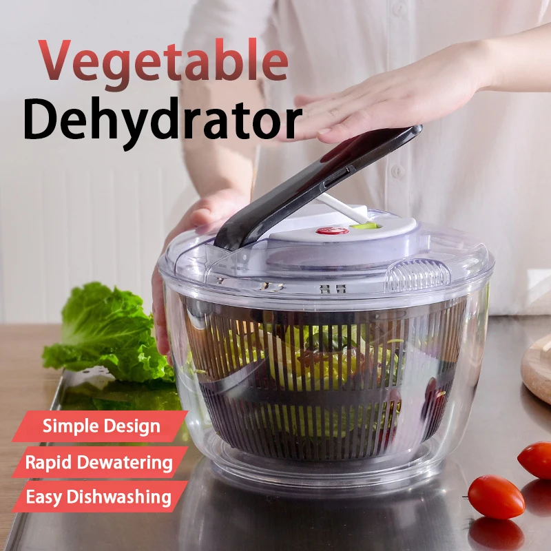 

Automatic Vegetable Dehydrator Food Fruit Drying Draining Basket Strainer Basket Home Kitchen Tools 5L Large Capacity 야채 탈수기