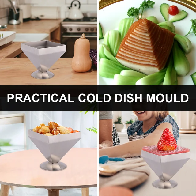 Elevate your cooking game with the Hemoton Resin Molds Cake Stencils Metal Pyramid Mold Stainless Steel Food Mold Rice Shaper Cold Dessert Serving Cup