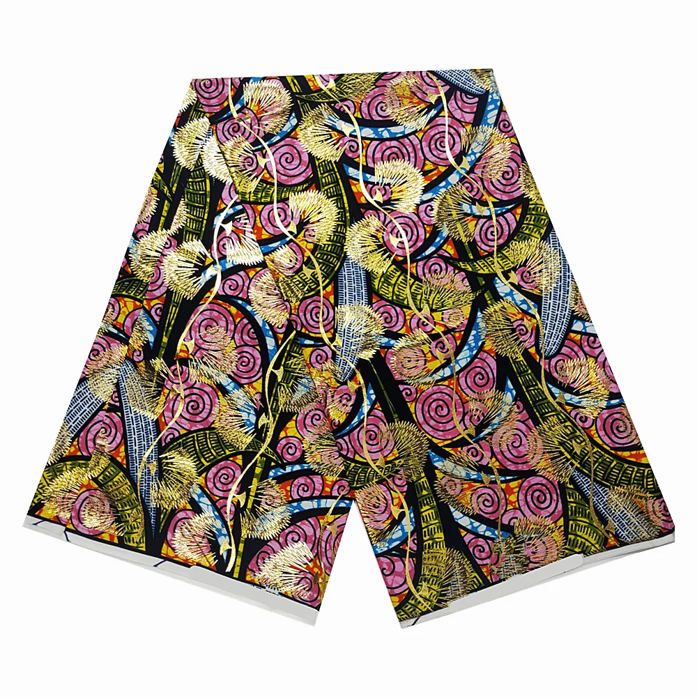 

High Quality African Golden Wax Fabrics 100% Cotton Print Tissu Ghana Material For Women Party Dress 6yards H622-3