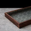 Begonia embossed glass walnut rectangular tea tray storage ornament, tea cup, fruit snack wood decorative tray large 5
