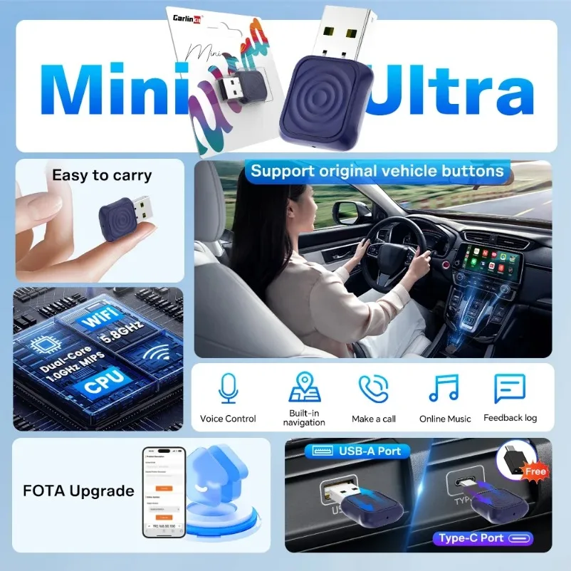 CarlinKit Mini Ultra CarPlay Wireless Adapter