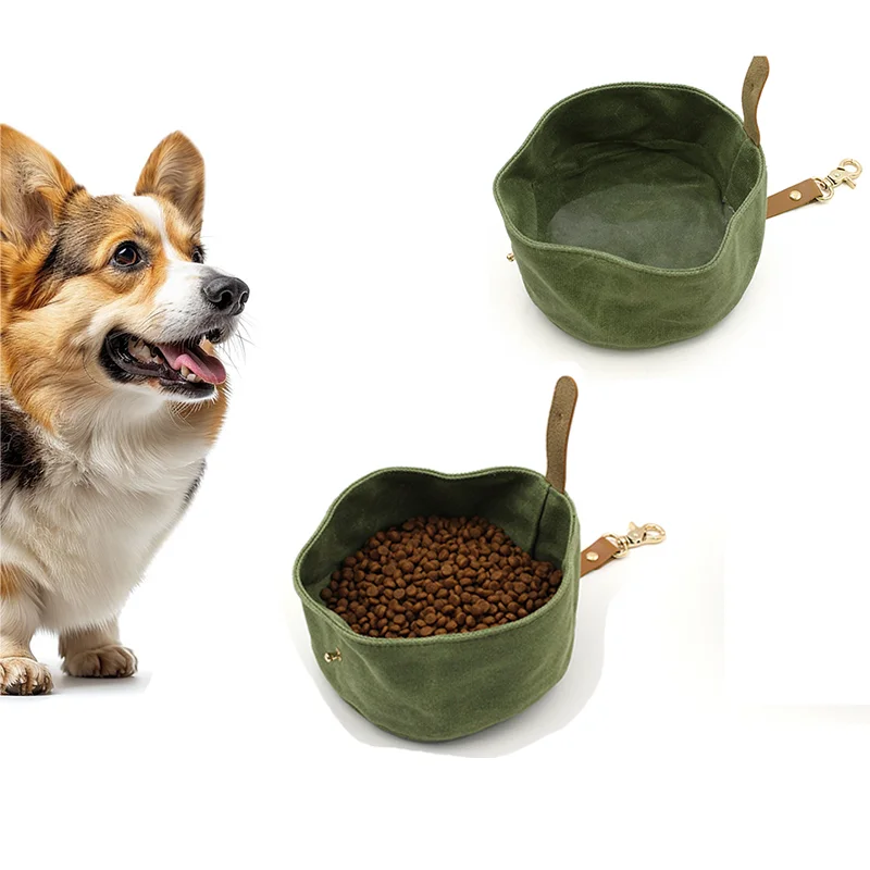 Canvas Dog Bowl, Travel Dog Food & Water Bowl, Pet Dish, Waxed Canvas, Handmade Canvas Dog Bowl, Travel Dog Food & Water Bowl, Pet Dish, Waxed Canvas, Handmade