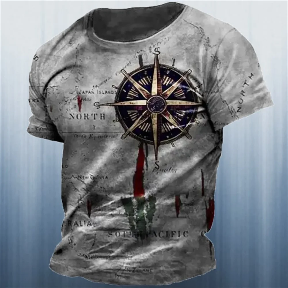 

2024 Summer Fashion Short Sleeve 3d Print Sailing Retro Men's T-Shirt Daily Men's Clothing T Shirt For Men Vintage Casual Top