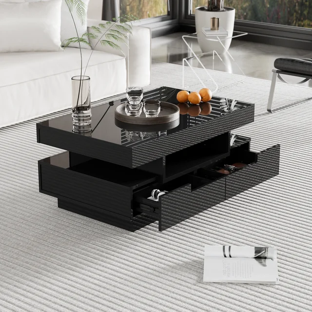 Table basse Table basse rectangulaire Table de salon Table basse rectangulaire moderne haute brillance Table à thé rangement salon 1