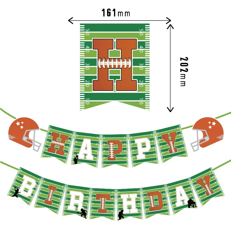 

American Football Pull Flag, Rugby Happy Birthday Banner