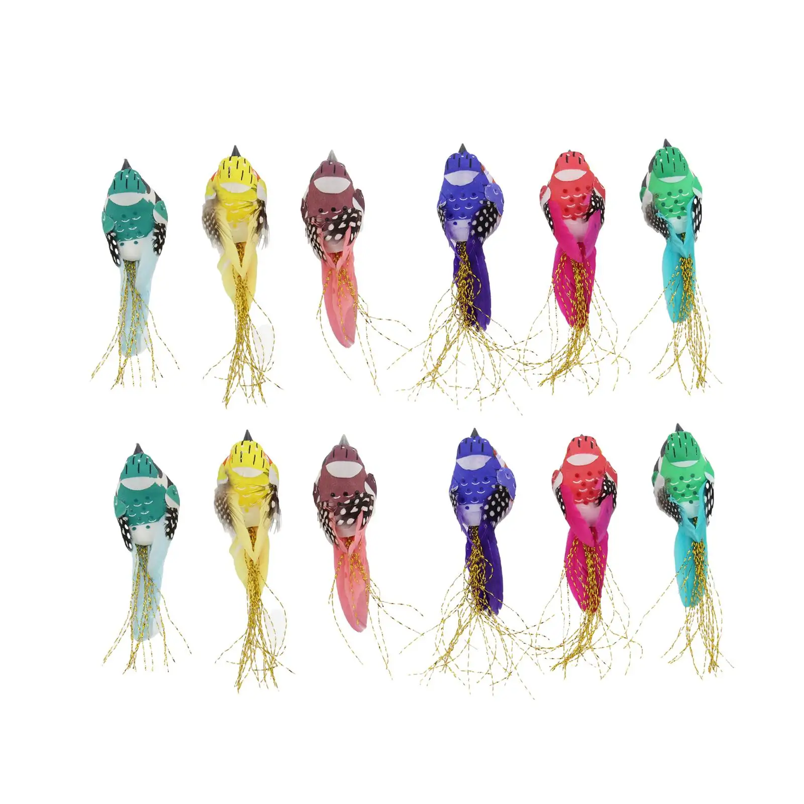 

12 Pieces Artificial Birds Mixed Colors Artificial Simulation Foam Birds for Party Home Crafts Christmas Tree Decoration Garden