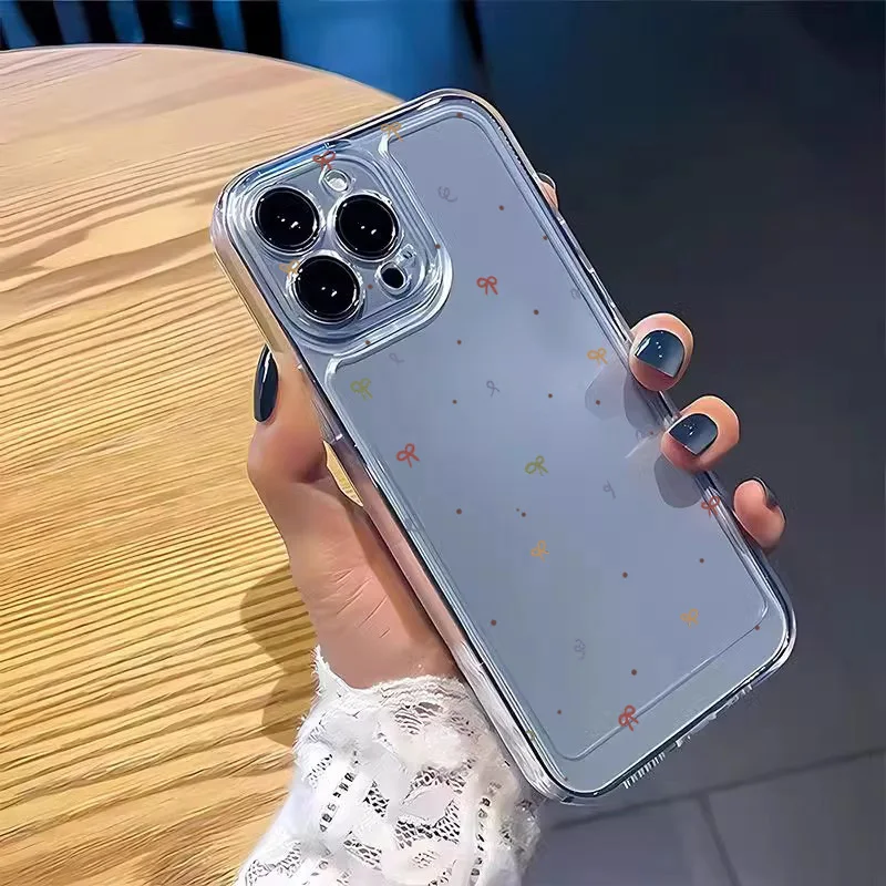 Colorful Small Bow Transparent Phone Case for iPhone 11 12 13 14 15 16 17 Air Pro Max Mini XR XS X 7 8 16E Plus SE2 Soft Cover — view 4