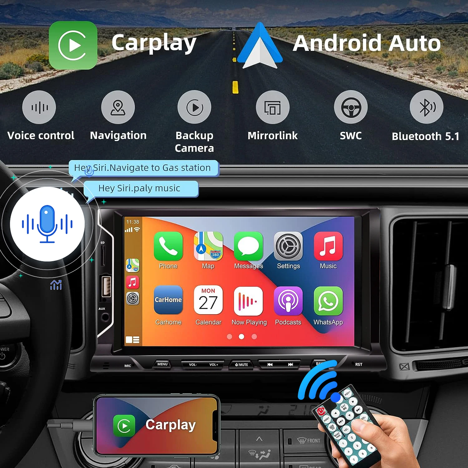 Autoradio 7 Pollici Con CarPlay E Android Auto - Touchscreen, Bluetooth, Telecamera Posteriore - Foto 10