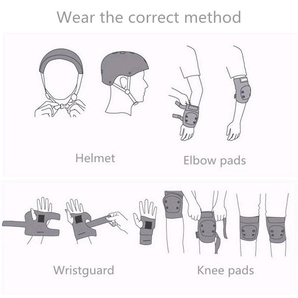 7Pcs Roller Skating Kids Safety Helmet Knee Elbow Pad Sets Cycling Skate Bicycle Scooter Protection