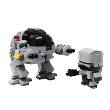 

MOC Mechanical Character Combat Policemen Brickheadz Mecha Figures DIY Building Bricks Assemble Block Game Kid Toy Birthday Gift