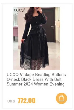 Vintage Beading Buttons O-neck Black Dress With Belt Summer Women Evening Dresses Ladies Wedding Party Clothes Tide