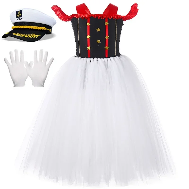 thumbnail image 1 of Vestido de tutú de marinero azul marino para niñas, disfraz de princesa de tul elegante, ropa de fiesta de carnaval de Halloween para niños, vestido de cosplay, 1 of 5