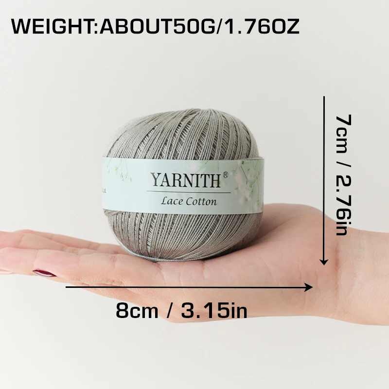 6개, 약 300그램 = 10.58온스 = 0.66파운드. YARNITH 브랜드, 고품질 순면 레이스 원사