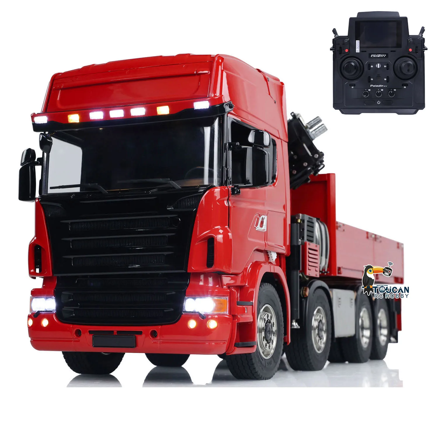 1/14 8x8 RC Hydraulic Crane Tractor Truck Electric Car Quick Attached Bucket Painted Finished Radio Control Vehicle Car Light 2