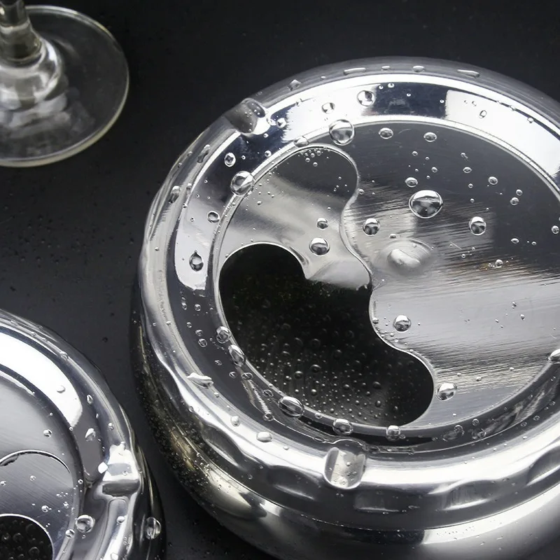 European stainless steel ashtray with cover home automatic extinguishing living room bedroom round smoke cup large anti-fall stainless steel ashtray,metal ashtray