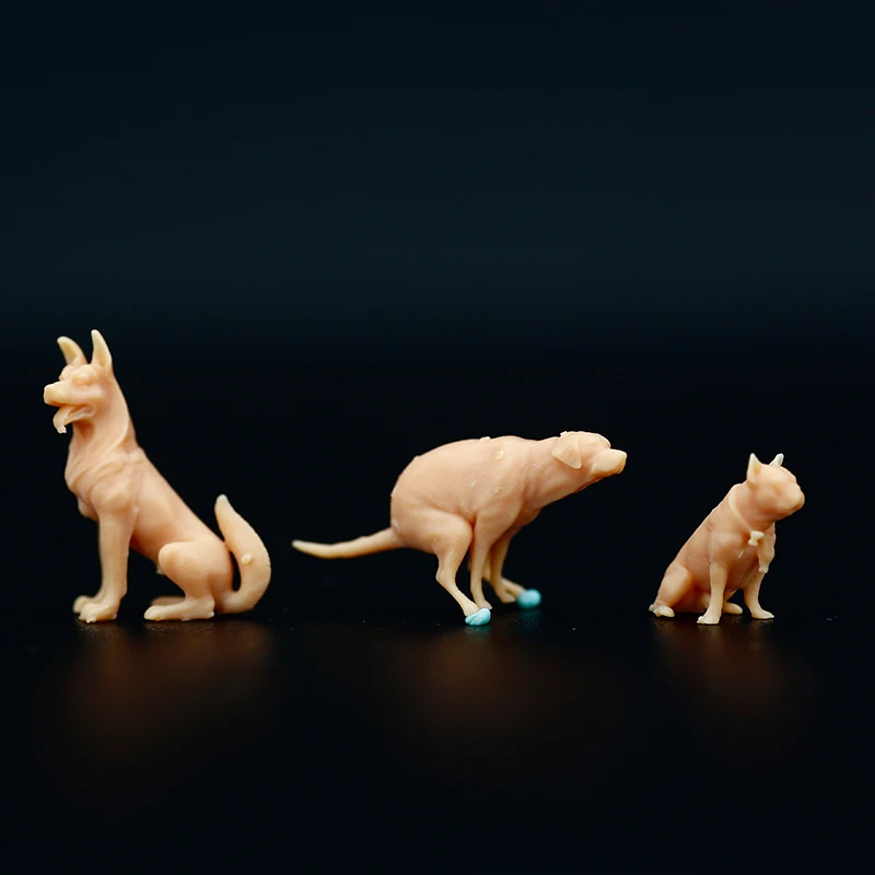 1:64 Cute Animals Puppy And Cat Model Miniature Sand Table Need To Be Colored By Yourself
