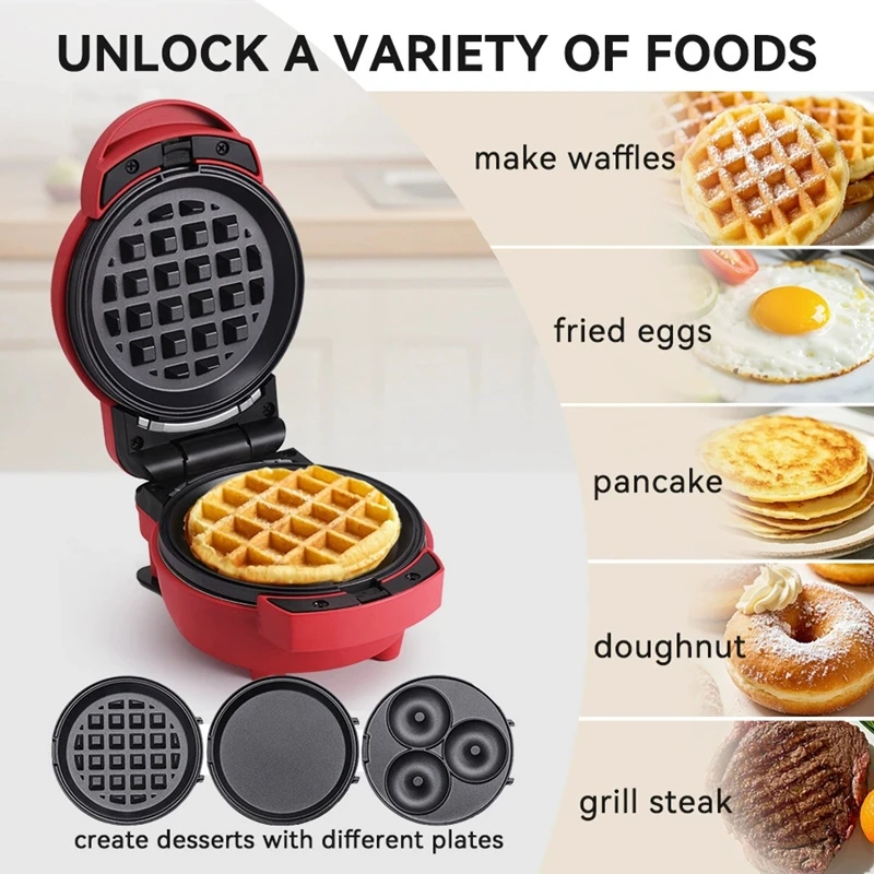 110V/220V Multifunctional Waffle cake maker Non-stick Skillet Mini Omelette Egg burger maker Donut Baker Double-side heating 2