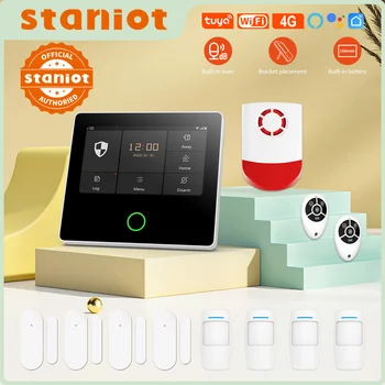 Ostaniot-홈 보안 경보 시스템, 4G 와이파이 무선 투야 스마트 도난 키트, 내장 사이렌, 알렉사 앱 원격 제어,OTA 온라인 업그레이드 및 Google 홈 지원